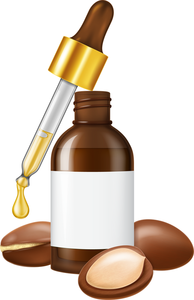Eye dropper dropping essential argan oil